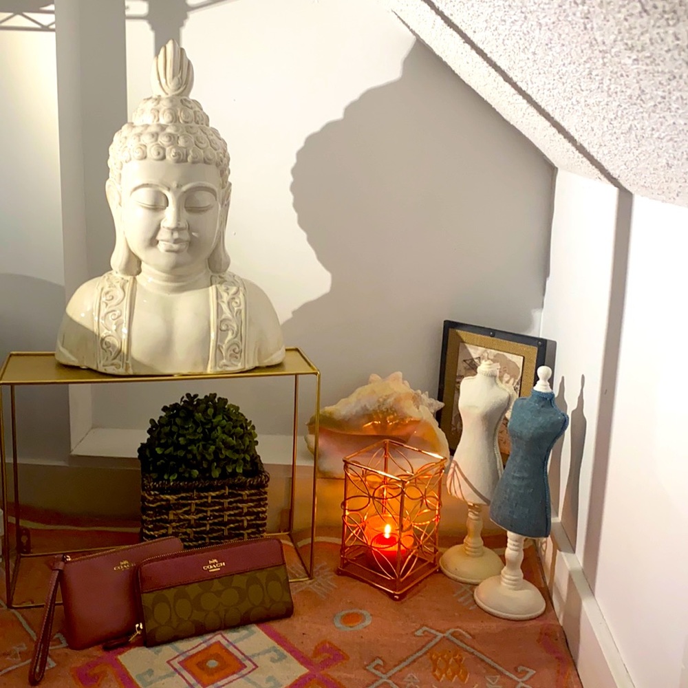 Coach Khaki/MetallicWineWallet&RoseWristletCombo